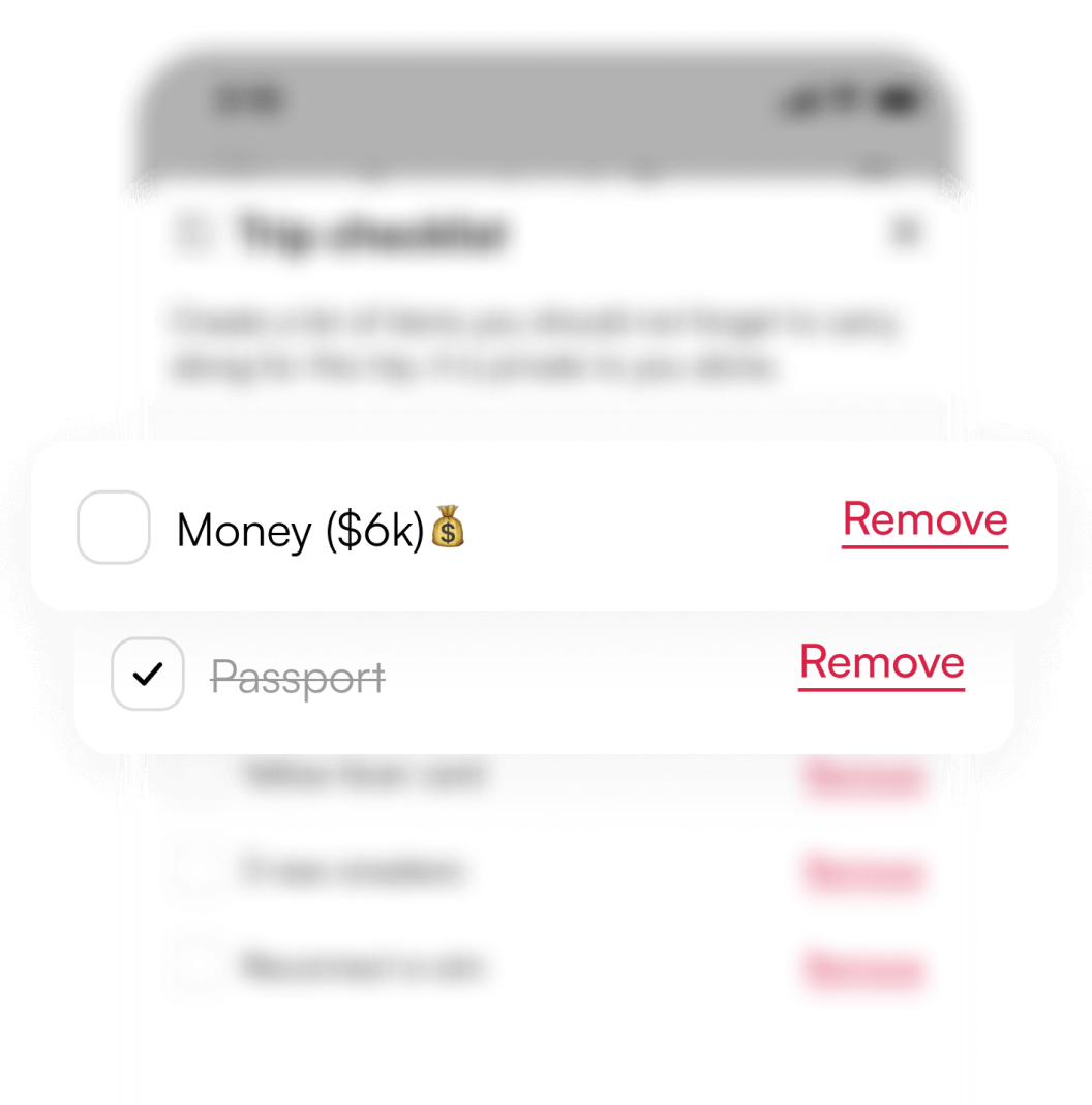 Travel checklists